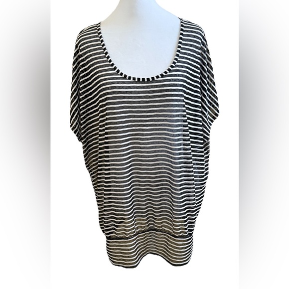 LANE BRYANT Black + White Striped Strappy Back Semi Sheer Top T-Shirt Plus 2x - Picture 1 of 7